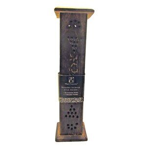 Wooden Incense Stick Holder With Elegant Carved Design and 20 Sticks